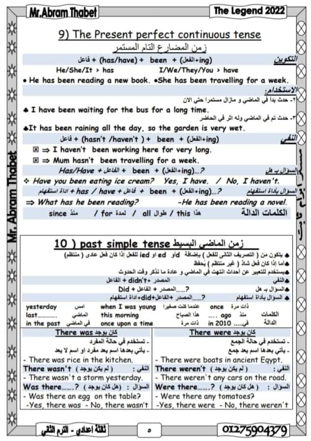 تجميعة جرامر الصف الثالث الاعدادي الترم التاني بالكامل