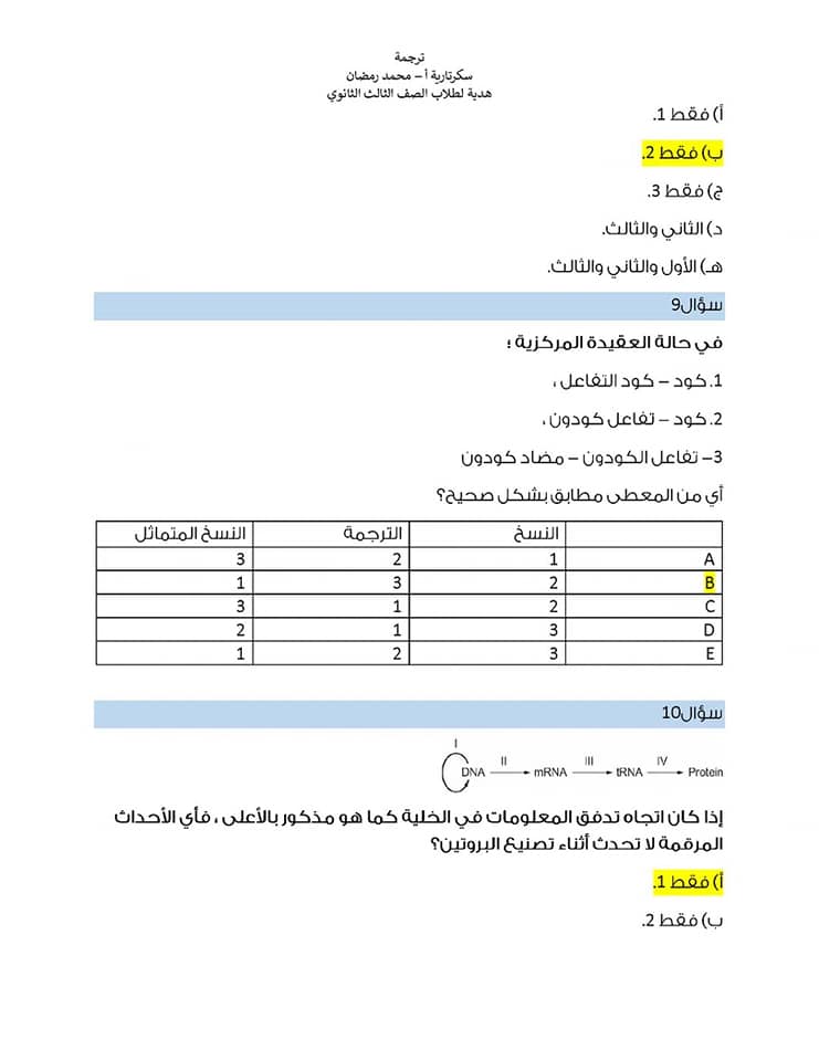 مراجعة على أهم النقاط فى منهج الأحياء تالته ثانوى