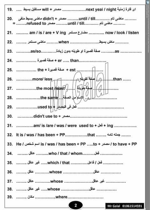 بعض ثوابت الجرامر  مهمة جداااااا هتحاجهم في 4 ورقات فقط للثانوية العامة