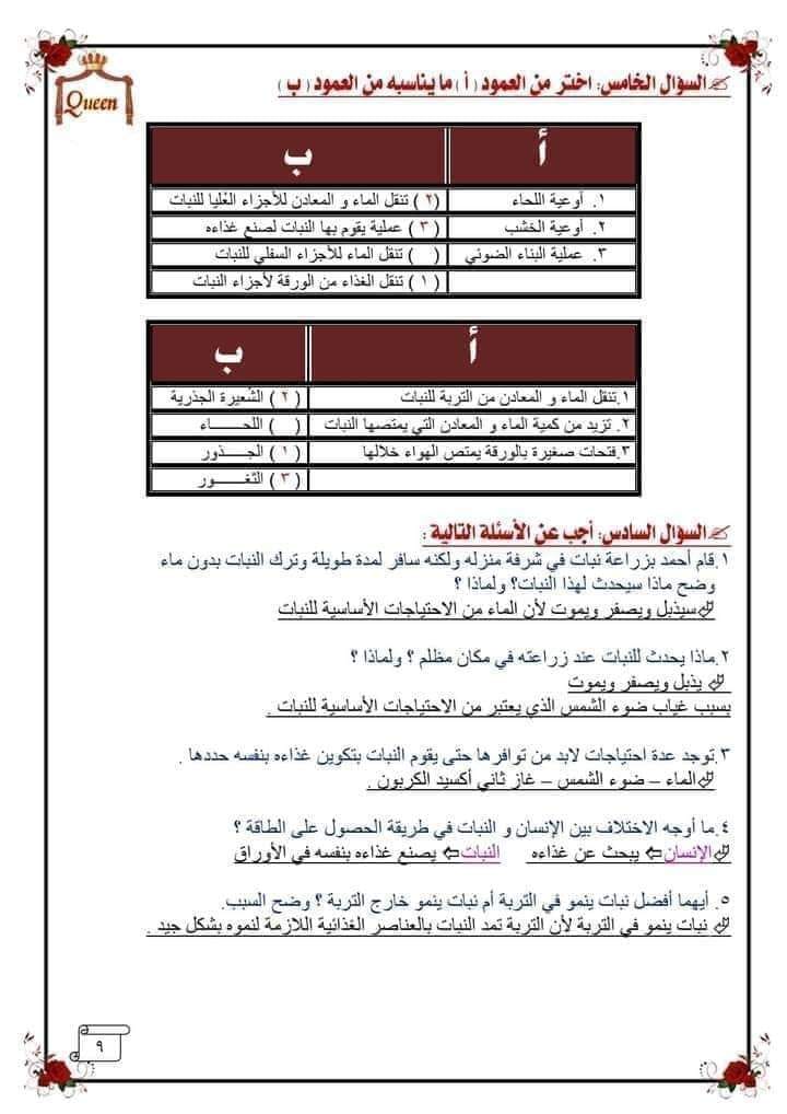 مراجعة علي منهج شهر أكتوبر - علوم للصف الخامس الابتدائي - الفصل الدراسي الأول