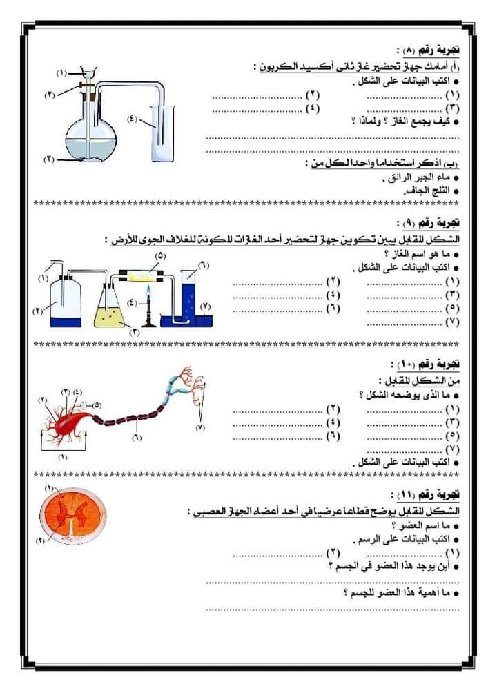 أهم تجارب ونماذج امتحان العملي علوم للصف السادس الابتدائي - الترم الأول