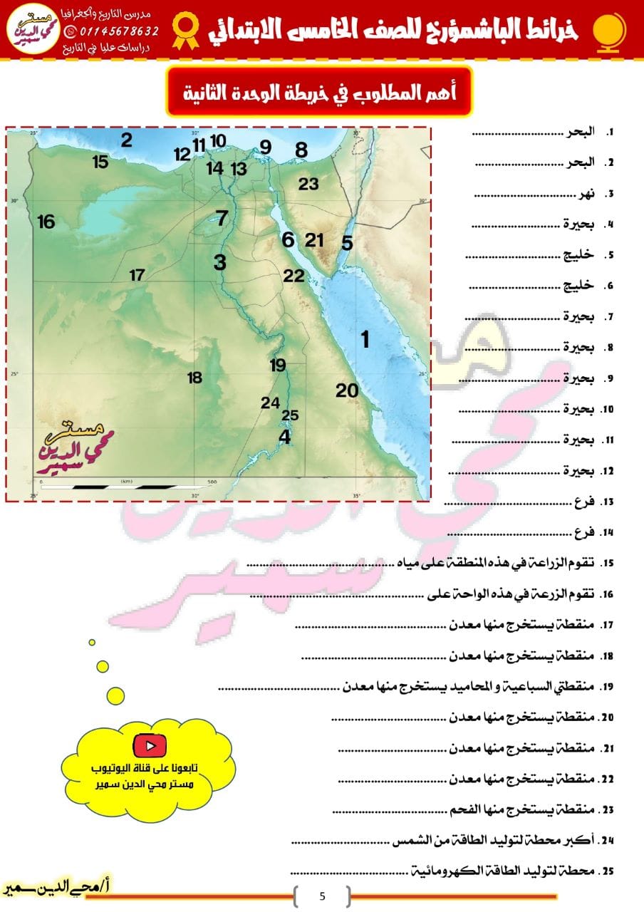 خرائط بدون إجابة شاملة للصف الخامس الابتدائي- الترم الأول - للتدريب على الامتحان 2023