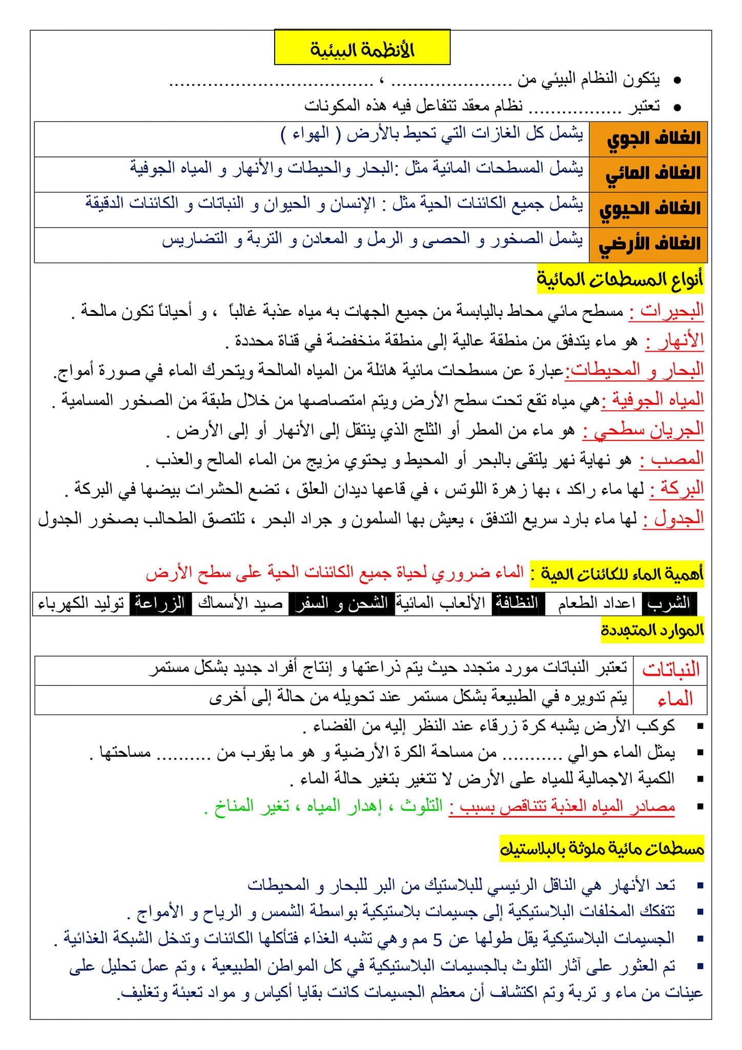 الوحدة الأولى علوم في ورقتين- للصف الخامس الابتدئي - الترم الثاني 2023